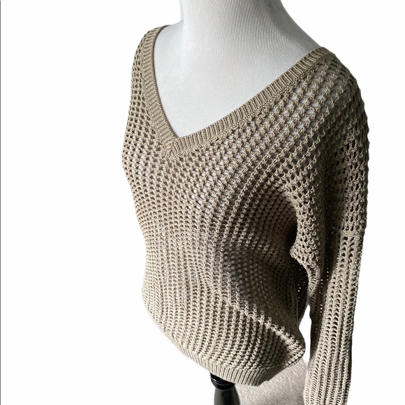 VINCE tan open-weave cotton sweater size XS - Picture 4 of 9